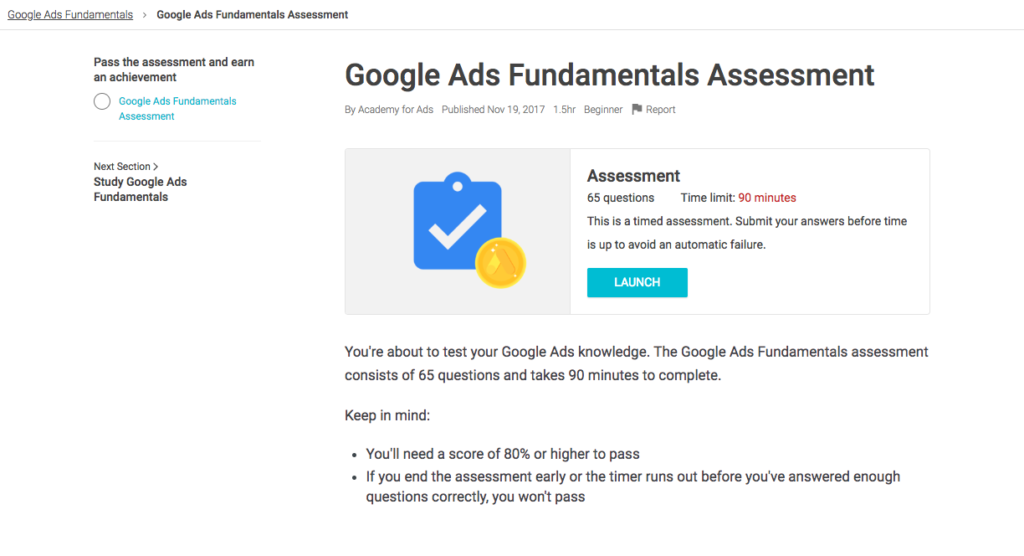 Google ads fundamentals certification