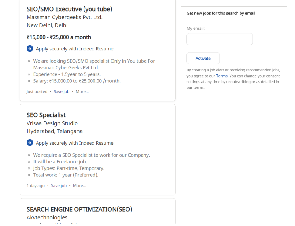 SEO JOBS ON INDEED